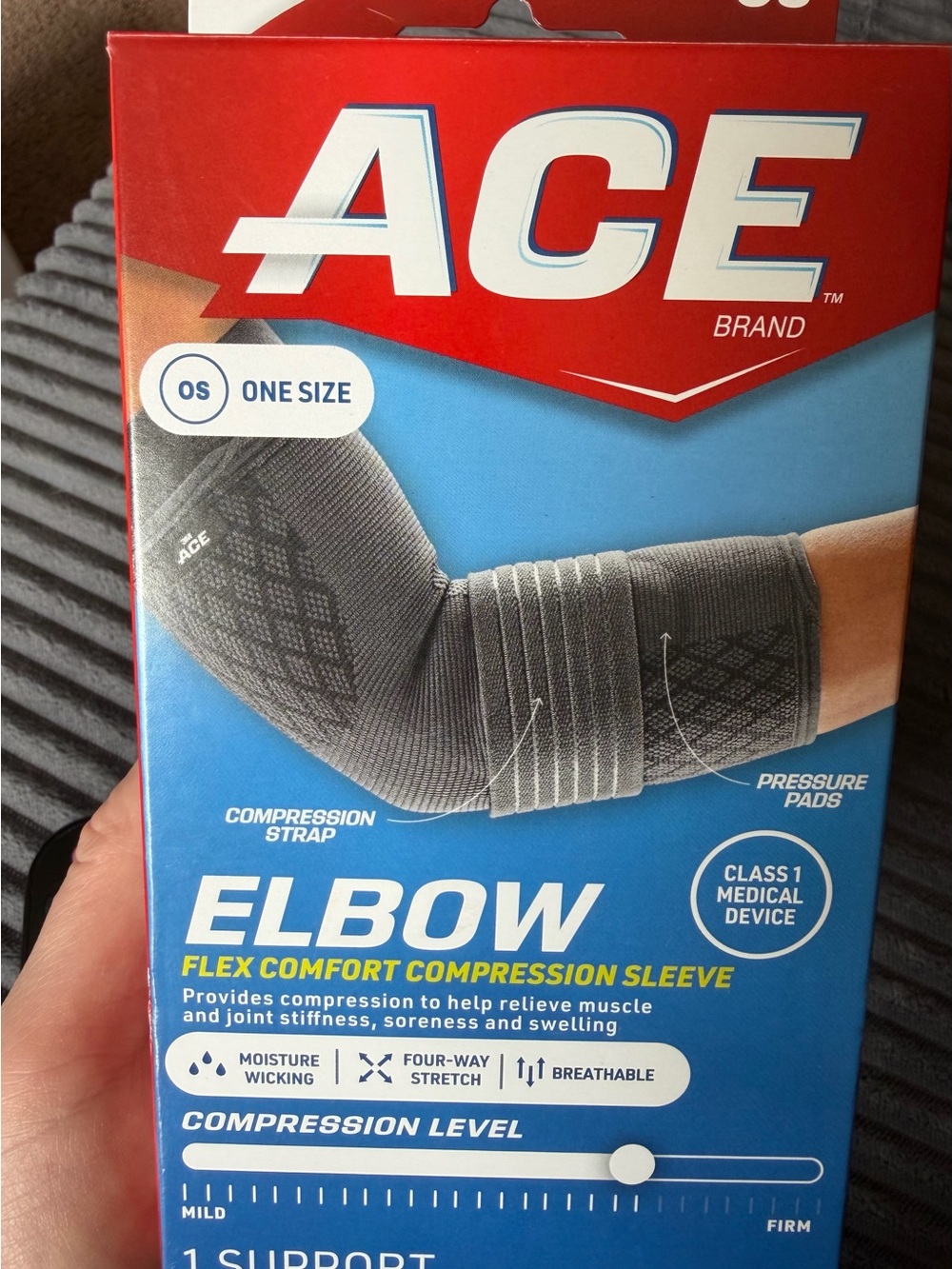 ACE Brand Flex Comfort Compression Elbow Sleeve, adjustable, left or right